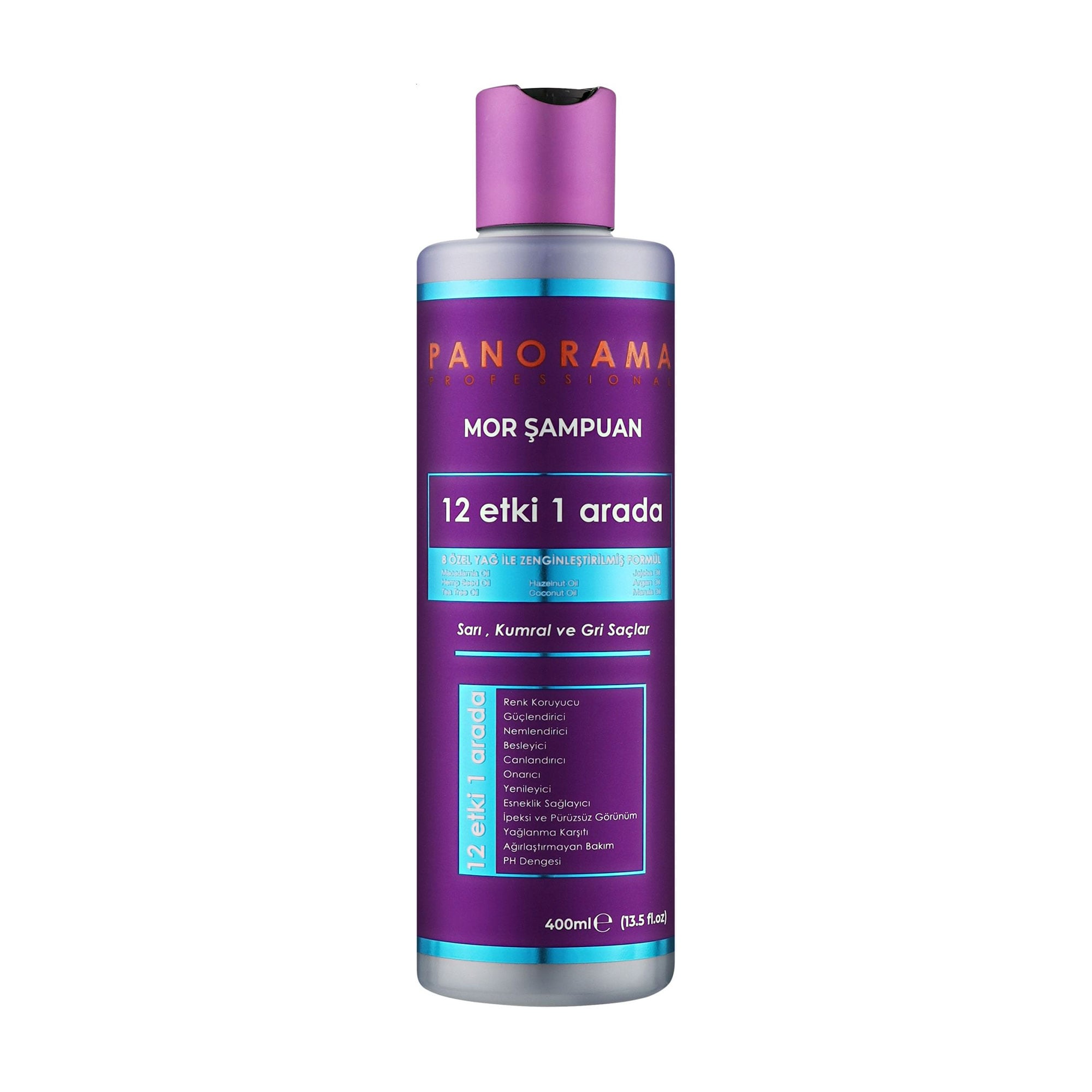 Фіолетовий шампунь Panorama Purple Shampoo 12 Effect in 1 для підтримки кольору фарбованого волосся, 400 мл
